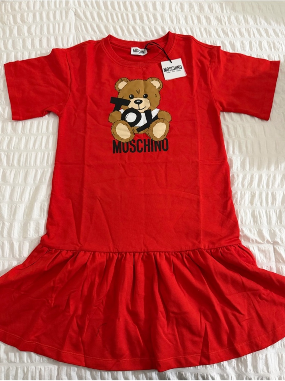 MOSCHINO Girls Red Teddy Bear Logo Dress ❤️